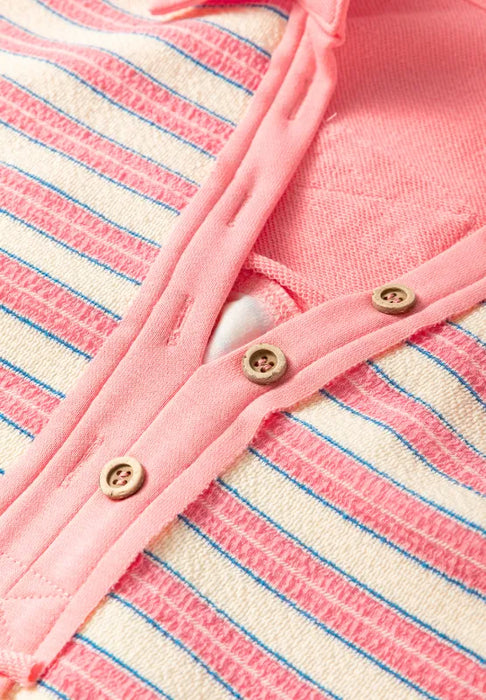 Striped Johnny Collar Long Sleeve Sweatshirt - Byyde