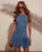Sleeveless Cutout Back Bow Tie Denim Dress - Byyde