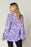 Double Take Full Size Printed Ruffle Trim Balloon Sleeve Shirt - Byyde