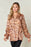 Double Take Full Size Printed Ruffle Trim Balloon Sleeve Shirt - Byyde