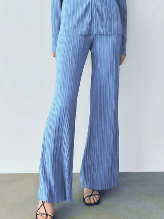 Texture Long Sleeve Top and Pants Lounge Set - Byyde