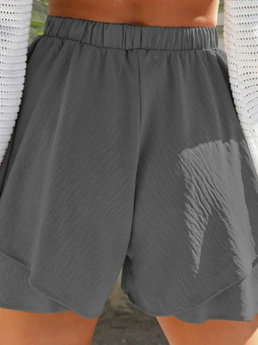 High-Waisted Elastic Waistband Layered Shorts - Byyde