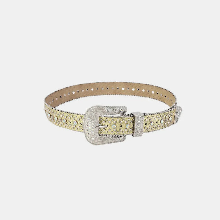 Rhinestone PU Leather Belt - Byyde