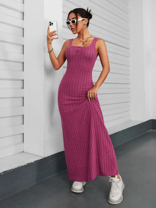 Ribbed Maxi Tank Dress - Byyde