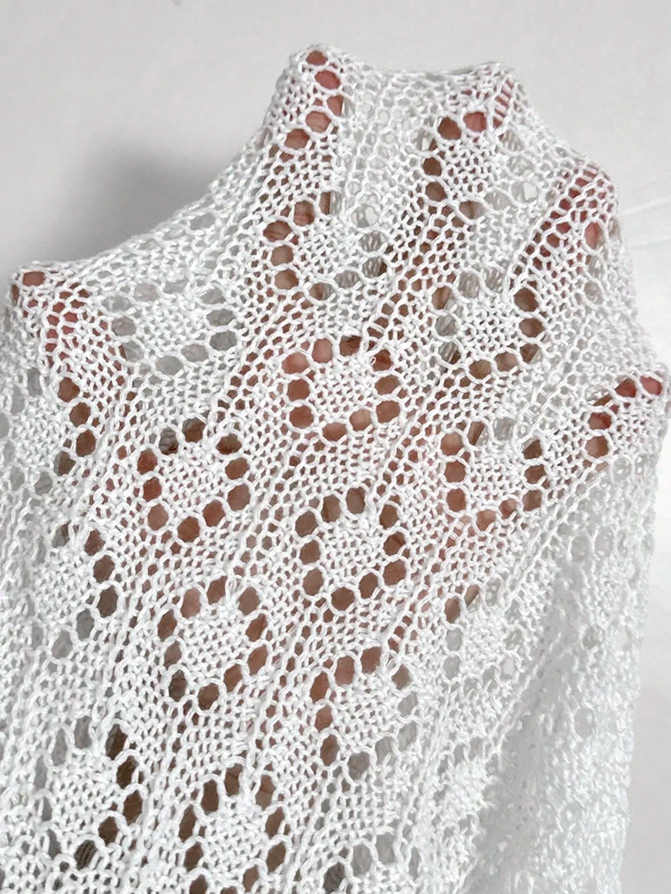 Ruffled Openwork Round Neck Knit Top - Byyde