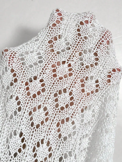 Ruffled Openwork Round Neck Knit Top - Byyde