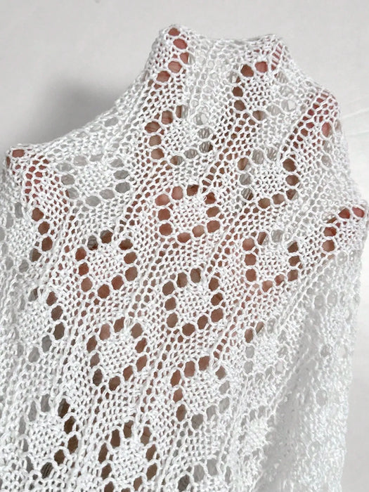 Ruffled Openwork Round Neck Knit Top - Byyde