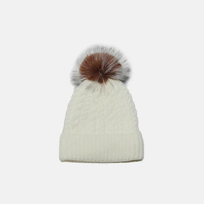 Cable Knit Winter Hat with Pompom - Byyde