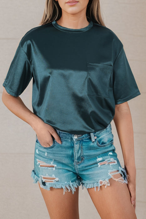 Round Neck Dropped Shoulder Top - Byyde