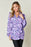 Double Take Full Size Printed Ruffle Trim Balloon Sleeve Shirt - Byyde