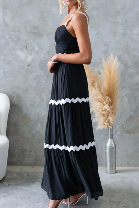 Tiered Maxi Dress with Scalloped Trim - Byyde