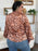 Double Take Full Size Printed Ruffle Trim Balloon Sleeve Shirt - Byyde