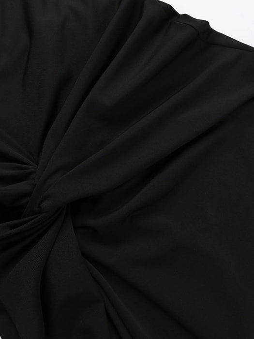 Ruched Slit Cap Sleeve Maxi Dress - Byyde
