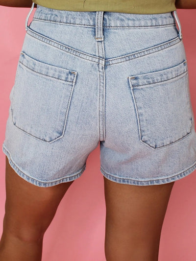 Wash High Rise Denim Shorts - Byyde