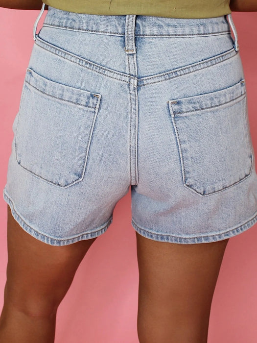 Wash High Rise Denim Shorts - Byyde