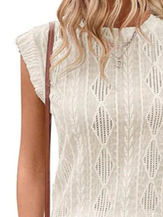 Openwork Round Neck Top - Byyde