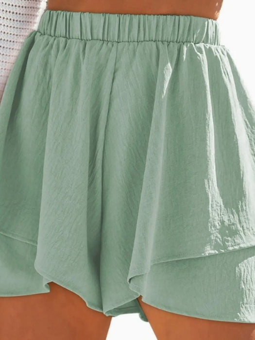 High-Waisted Elastic Waistband Layered Shorts - Byyde