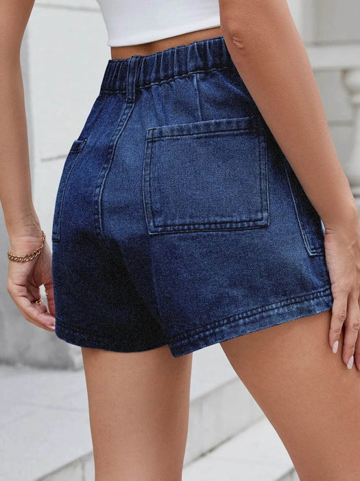 High Waist Cargo Denim Shorts - Byyde