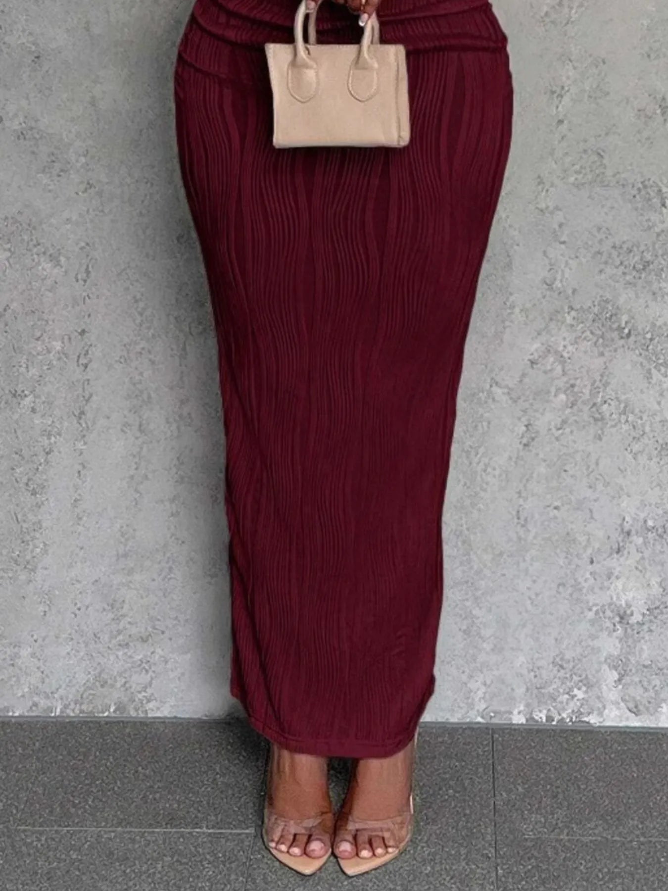 Textured Single Shoulder Bodycon Maxi Dress - Byyde