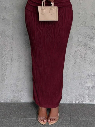 Textured Single Shoulder Bodycon Maxi Dress - Byyde