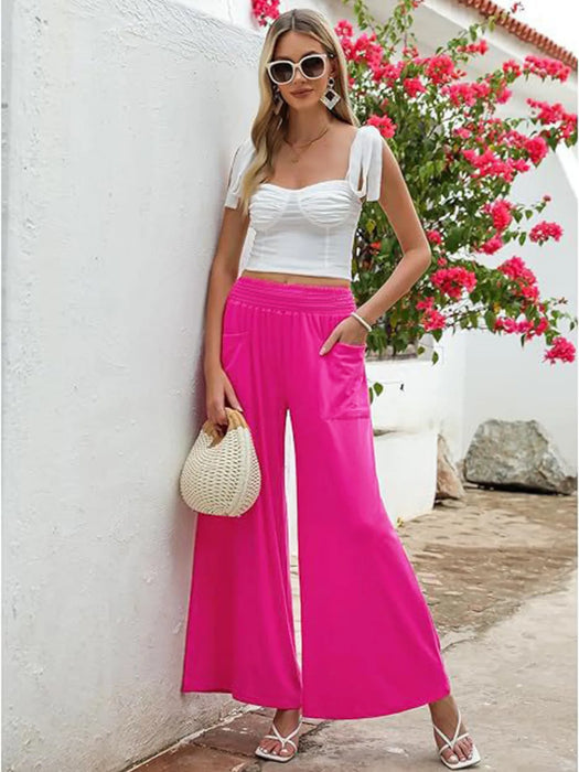 High-Waisted Wide Leg Pants with Pockets - Byyde