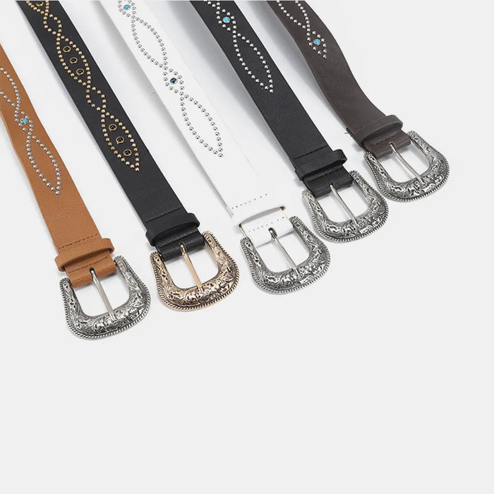 PU Leather Rhinestone Belt - Byyde