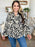 Double Take Full Size Printed Ruffle Trim Balloon Sleeve Shirt - Byyde
