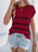 Cable-Knit Striped Round Neck Knit Top - Byyde