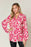 Double Take Full Size Printed Ruffle Trim Balloon Sleeve Shirt - Byyde
