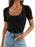 Ribbed Square Neck Short Sleeve Knit Top - Byyde