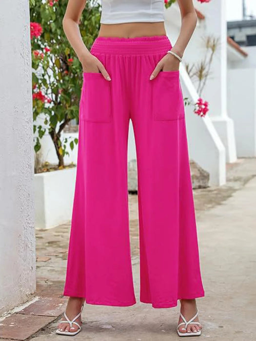 High-Waisted Wide Leg Pants with Pockets - Byyde