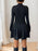 Decorative Button Mock Neck Long Sleeve Mini Dress - Byyde
