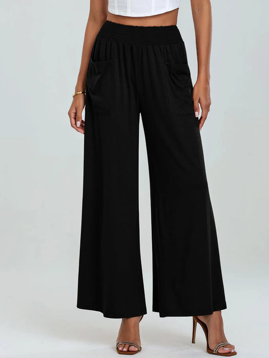 High-Waisted Wide Leg Pants with Pockets - Byyde