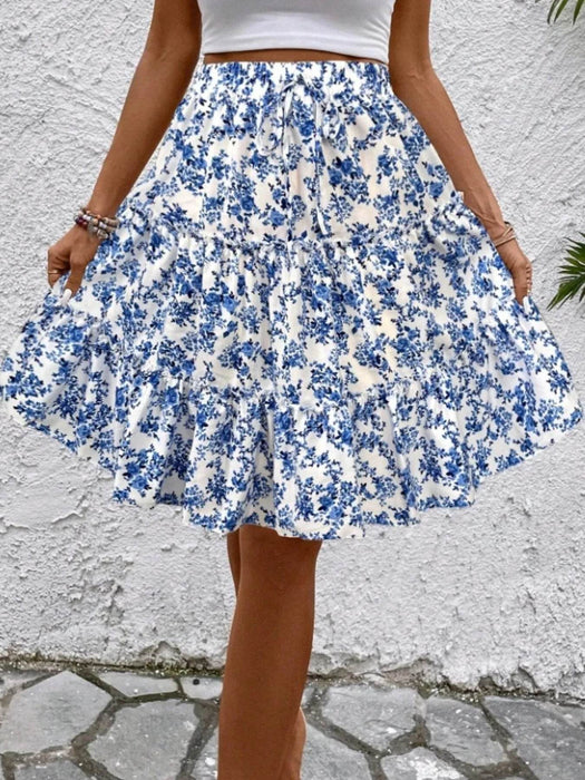 Floral Print Midi Skirt - Byyde