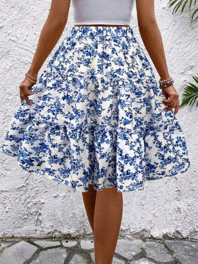 Floral Print Midi Skirt - Byyde