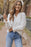 Openwork Notched Flounce Sleeve Blouse - Byyde