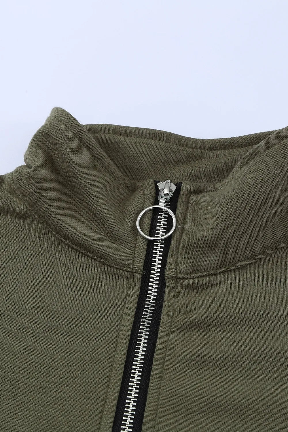 Side Slit Half Zip Long Sleeve Sweatshirt - Byyde