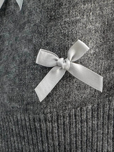 Bow Button Up Long Sleeve Cardigan - Byyde