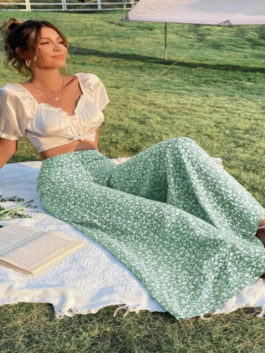 Floral Wide Leg Pants - Byyde