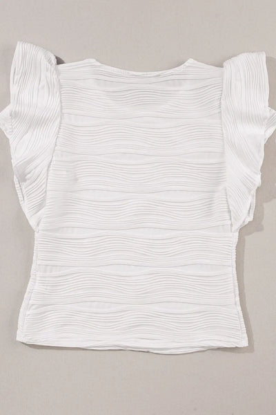 Ruffled Round Neck Textured Top - Byyde