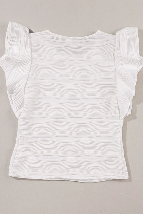 Ruffled Round Neck Textured Top - Byyde