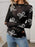 Printed Mock Neck Long Sleeve Mesh T-Shirt - Byyde