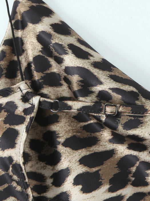 Leopard Print Satin Maxi Dress - Byyde