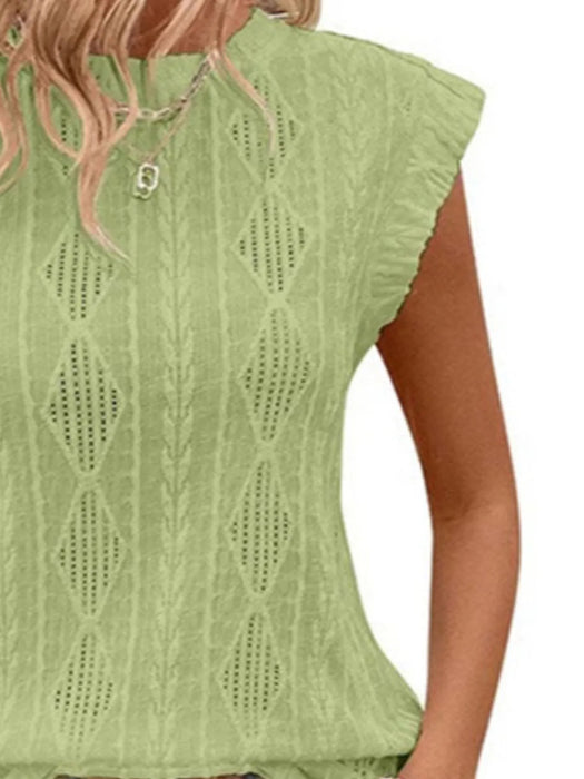 Openwork Round Neck Top - Byyde