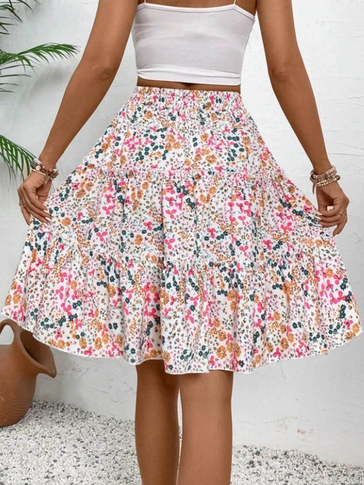 Floral Print Midi Skirt - Byyde
