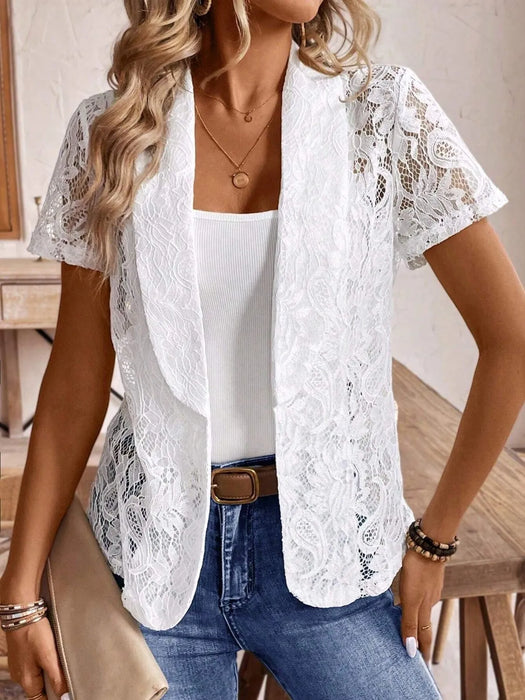 Lapel Collar Lace Blazer - Byyde