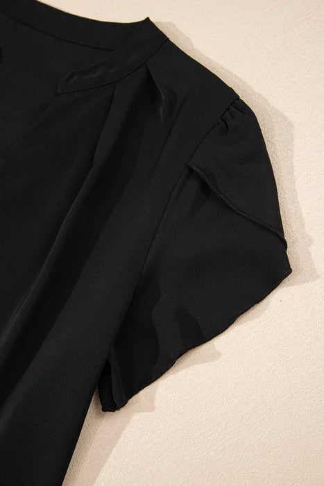 Short Sleeve Notched Blouse - Byyde