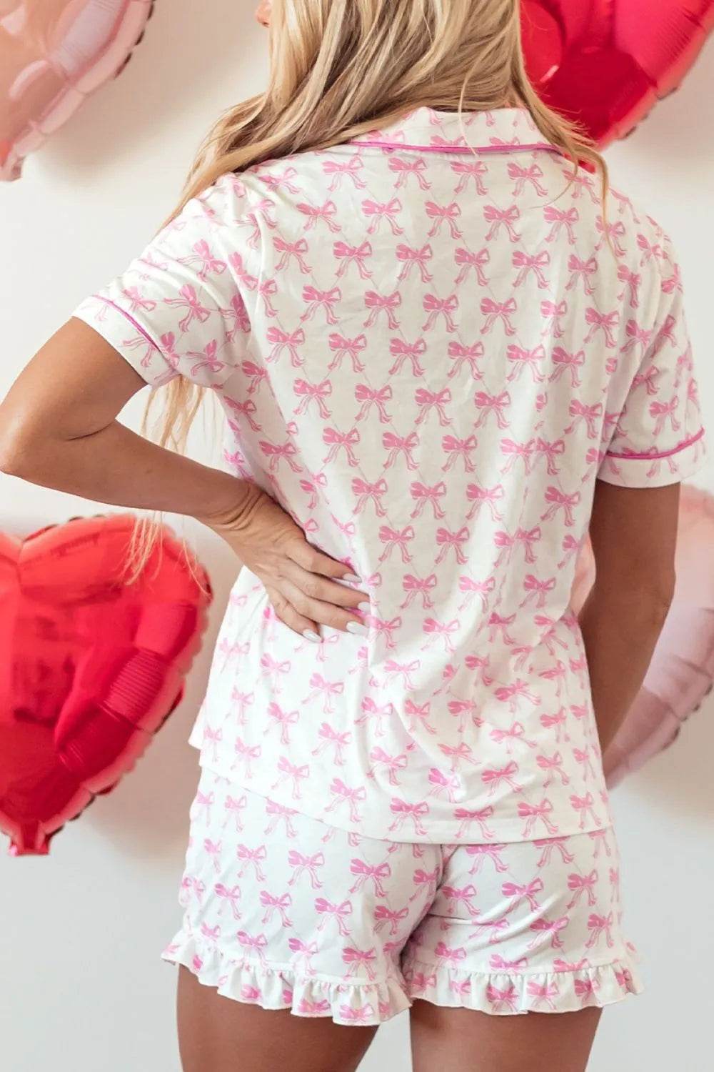 Bow Shirt and Shorts Lounge Set - Byyde