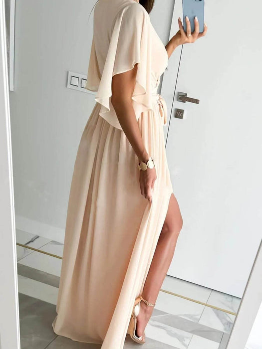 Flutter Sleeve Surplice Tie Waist Dress - Byyde