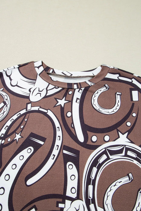 Printed Round Neck Short Sleeve T-Shirt - Byyde